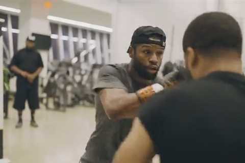 Watch Floyd Mayweather effortlessly show off speed on pads aged 44 as boxing legend rolls back the..