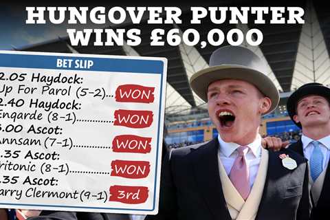 Hungover racing punter who ‘couldn’t pick a horse to save his life’ wins £60,000 while still rough..