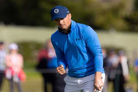 Watch Jordan Spieth hit terrifying shot inches from edge of 70FT CLIFF at Pebble Beach… and still..