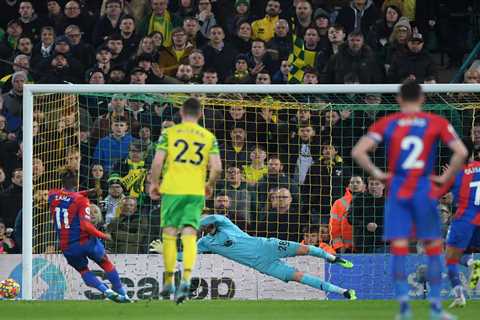 Watch Wilfried Zaha ‘channel Diana Ross’ as Crystal Palace star drags horrendous penalty FIVE YARDS ..