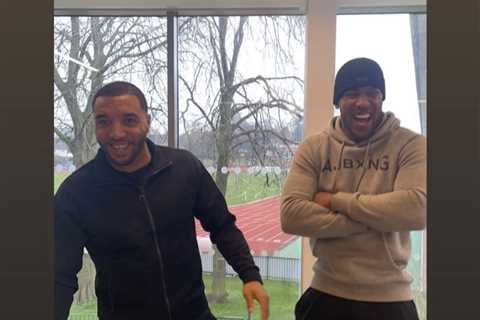 Anthony Joshua hangs out with Birmingham City pal Troy Deeney as he prepares for fight against..
