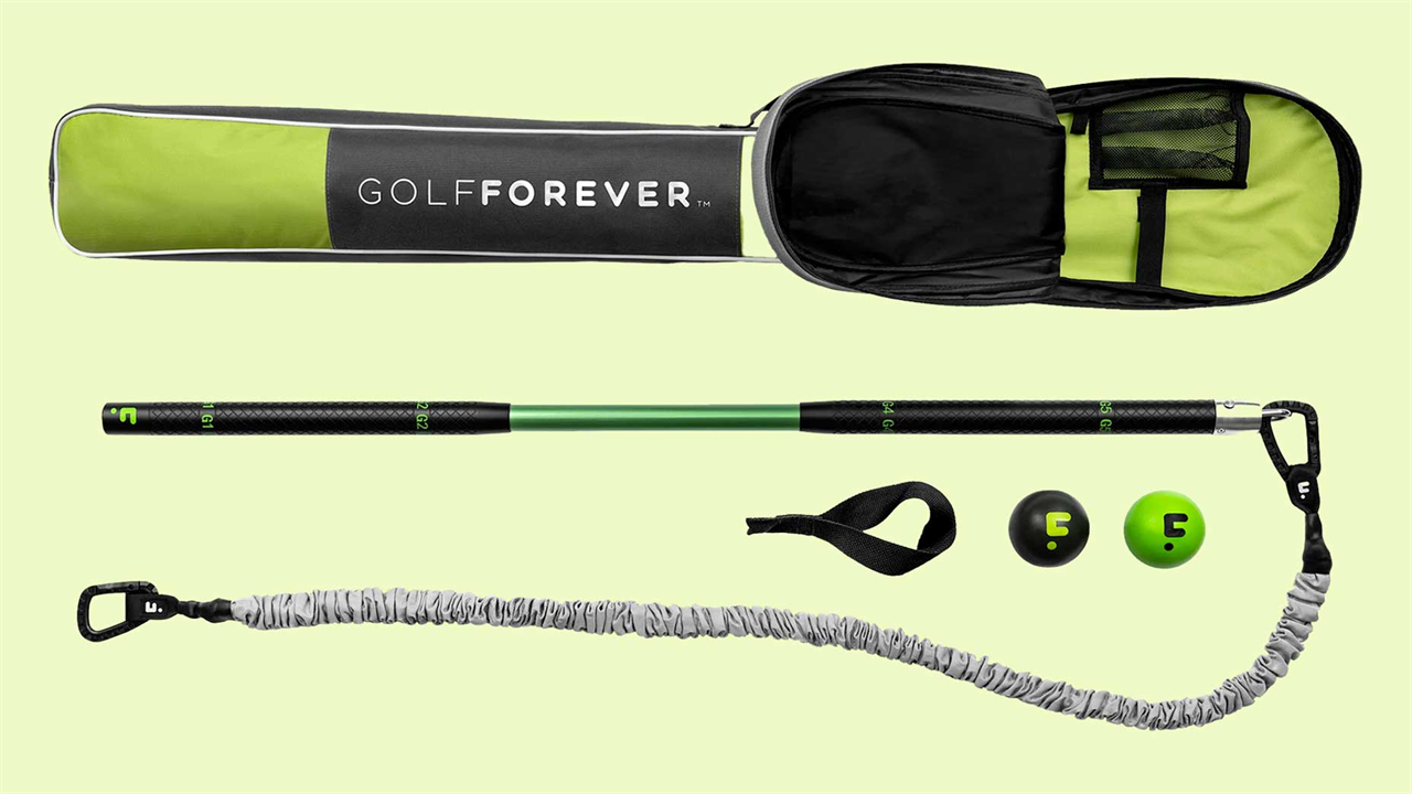 This training aid combines golf and fitness in a unique and safe way