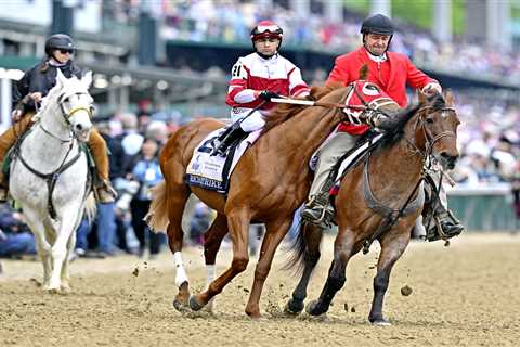 ‘Mad’ Kentucky Derby winner Rich Strike BITES man and horse in shocking post-race footage