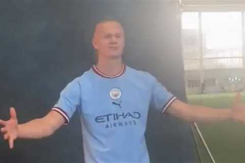 Man City officially confirm £51m Erling Haaland transfer as striker poses in new home shirt for..