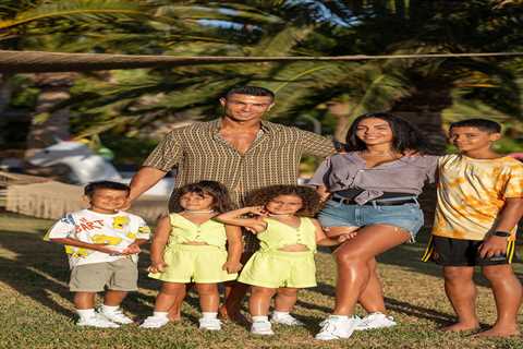 Man Utd star Cristiano Ronaldo and Georgina pose with kids and family friends in cute Majorca..