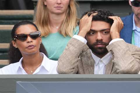 Boris Becker’s girlfriend Lilly de Carvalho and son Noah watch on at Wimbledon as tennis icon sits..