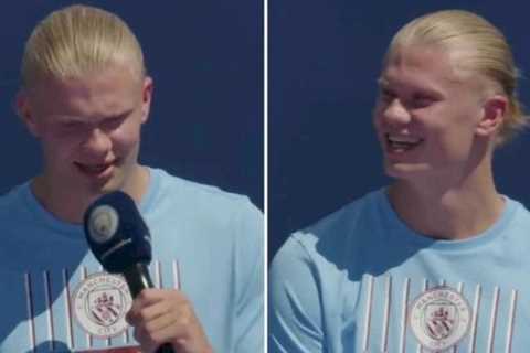 Erling Haaland sends ominous warning to Man Utd during his unveiling as Man City player