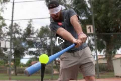 BLINDFOLD BLITZBALL WIFFLE BALL HOME RUN DERBY! IRL BASEBALL CHALLENGE