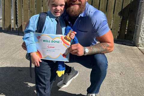 UFC star Conor McGregor and Dee Devlin over the moon as son Conor Jr finishes first day of school