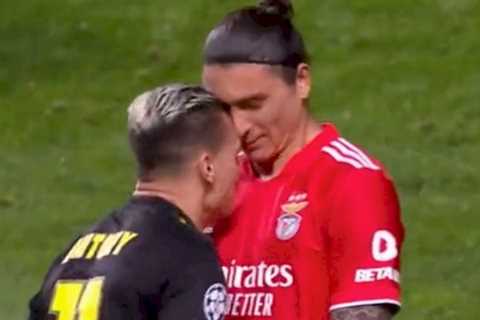 New Man Utd man Antony headbutted Liverpool’s Darwin Nunez in shocking CL incident