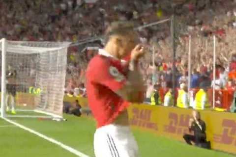 Man Utd star Antony kisses badge after debut goal as row breaks out for ‘over celebrating’