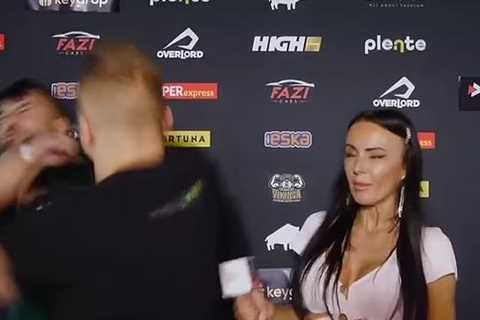 Disgraceful moment MMA fighter Amadeusz Ferrari SUCKER PUNCHES YouTube star in the face during TV..