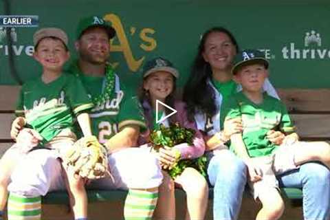 Stephen Vogt's dream final game! His kids announce him on PA before at-bat and he homers in final AB