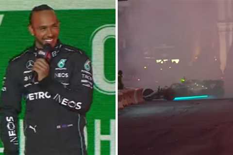 ‘Oh’ Lewis Hamilton botches donut attempt at Las Vegas launch party and hits barrier |  F1 |  Sports