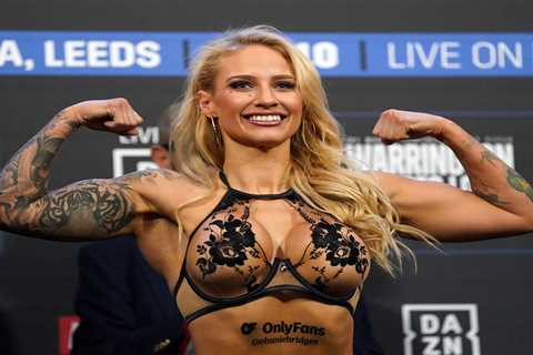 Boxing beauty Ebanie Bridges strips down to see-through lingerie at weigh-in before launching..