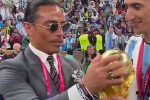 Moment Salt Bae SNATCHES World Cup trophy to shamelessly perform trademark ‘sprinkle’ as fury over..