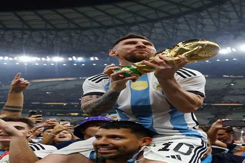 Sergio Aguero forgets about winning £7,000 World Cup bet on Lionel Messi as he celebrates Argentina ..