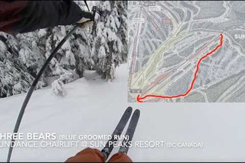 Three Bears (classic blue groomer) Sun Peaks BC Skiing (Full Run POV)