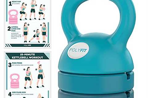 Polyfit Adjustable Kettlebell - 5 lbs, 8 lbs, 12 lbs Kettlebell Weights Set for Home Gym - Teal..