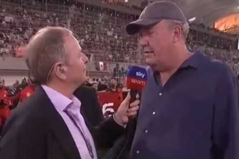 Jeremy Clarkson collared by Martin Brundle as he attends F1 despite being infuriated by it ‘for..