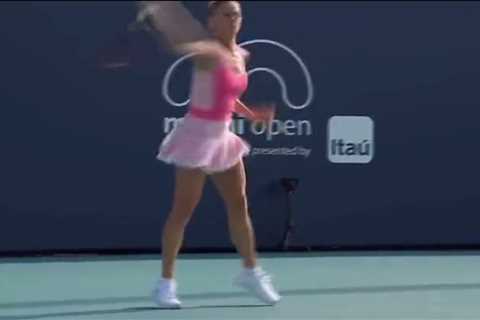 Watch tennis star and lingerie model Camila Giorgi hurl racket as she loses it in on-court meltdown