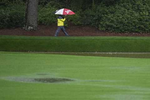 Masters ABANDONED due to torrential rain as fans fume after watching just one hole of leaders on..