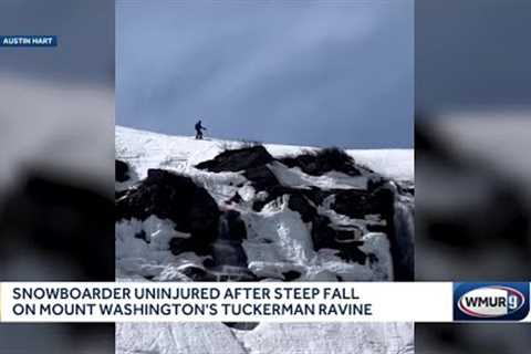 Snowboarder uninjured after a steep fall on Mount Washington''s Tuckerman Ravine