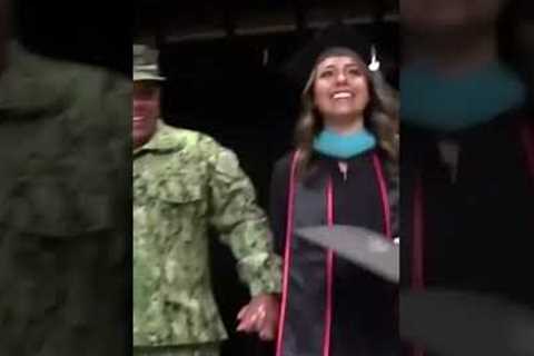 Navy dad surprises daughter at college graduation #shorts