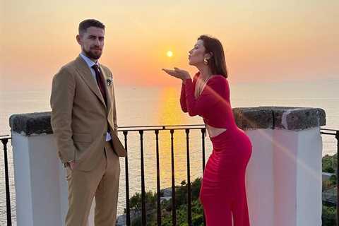 Jorginho’s Wag Catherine stuns in busty red cut-out dress as Arsenal star puts out gushing social..