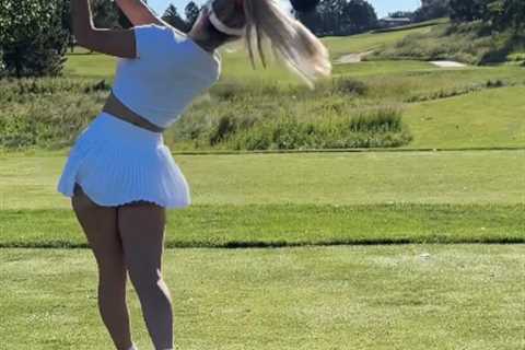 Paige Spiranac suffers wardrobe malfunction while out on course as fans tell her ‘you make it..
