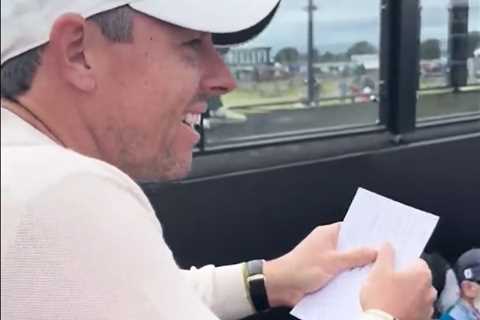 Watch Rory McIlroy give hilarious response to fan after punter cashes in on golf legend’s Scottish..