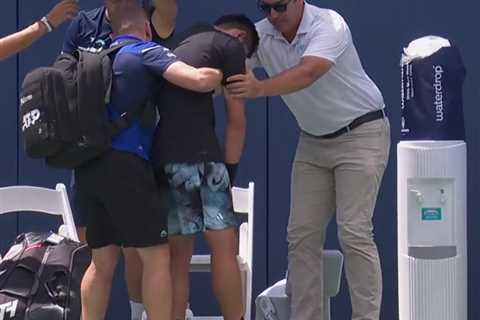 Tennis star Yibing Wu COLLAPSES in shocking scenes as he’s forced to retire just weeks after horror ..