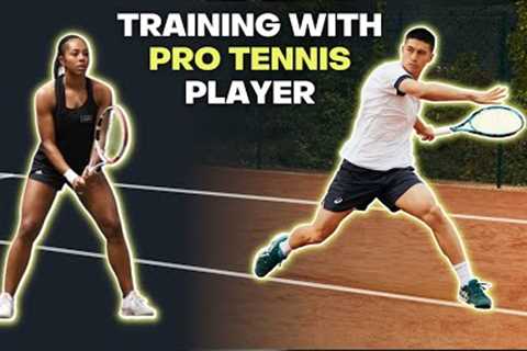 Training with a pro tennis player