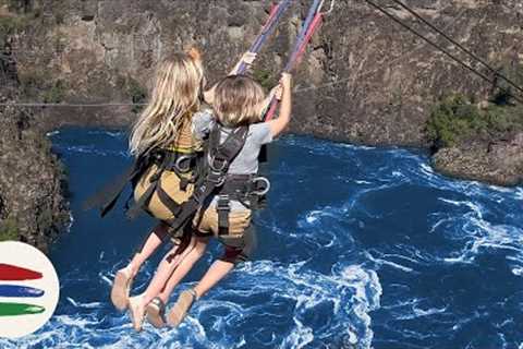 KIDS ZIPLINE ALONE. DAD IS TOO SCARED.