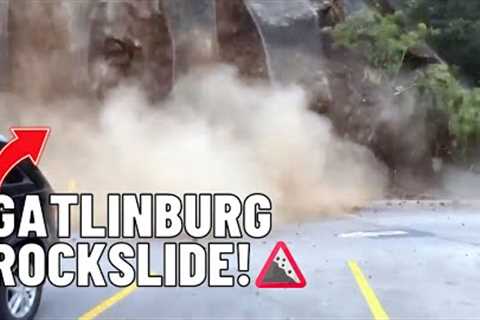 Gatlinburg Tennessee Rockslide Breaks Through Safety Netting, Crashing onto Parking Lot