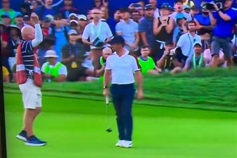 Watch moment on 18th hole that sparked Rory McIlroy’s car park rage as fans says Team USA caddie..