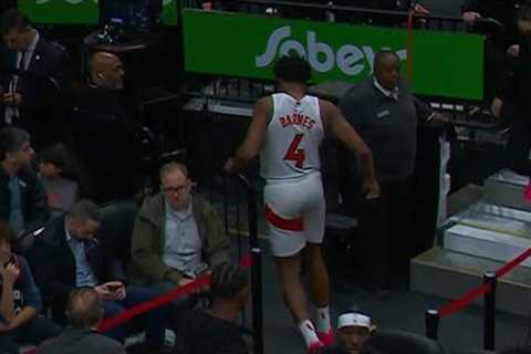 Scottie Barnes leaves the game with Ankle Injury - Raptors vs Wizards | Oct 20, 2023