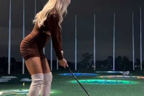 Karin Hart Turns Heads with Skimpy Outfit and Stellar Golf Skills at Top Golf