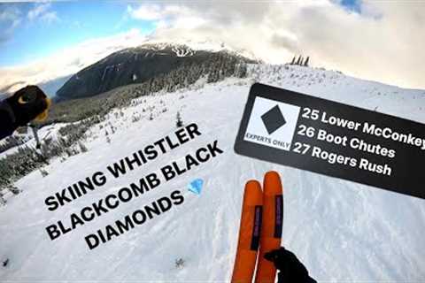 SKIING WHISTLER BLACKCOMB BLACK DIAMONDS VIA POV - Lower McConkey''s, Boot Chutes, Rogers Rush