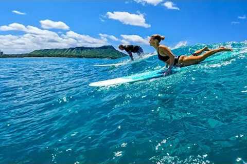 WAIKIKI SURF DREAM | Beautiful Longboard Waves in Hawai''i | RAW POV