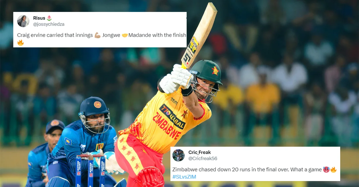 Twitter reactions: Craig Ervine’s blazing knock propel Zimbabwe to a series-levelling victory over..