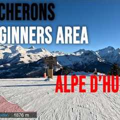 [4K] Skiing Alpe d''Huez, Les Bucherons - Fun Beginners Area at Auris en Oisans, France, GoPro..