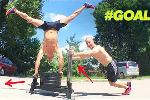 Extreme Sled Pushes with Handstand Mastery | Fitness  #GOALS & More | People Are Awesome