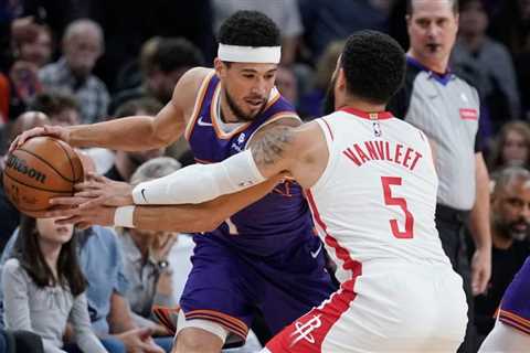 Suns’ Devin Booker exits with ankle injury in loss to Rockets