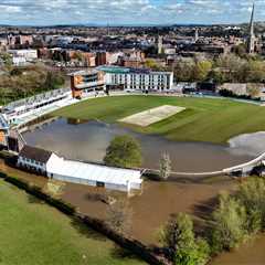 Iconic British cricket ground engulfed in water as flooding wreaks havoc just three days before new ..