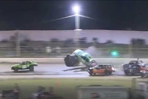 Race Car Flies Towards Fans in Terrifying Crash at New Zealand Speedway