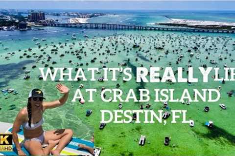 Crab Island Destin, Florida | Aerial Walk/Swim Tour. East Pass Emerald Coast Beach Boat Drone Gulf.