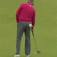 Watch incredible moment former Ryder Cup star completely misses the ball for a tap-in at the..