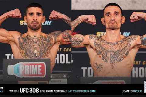 UFC 308: Ilia Topuria & Max Holloway make weight for title showdown 🔥