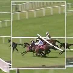 Jockey takes flying pole to the head in Punchestown Festival chaos - rail carnage caught on camera